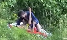 Homemade video of a hot amateur girl getting creamed in the forest